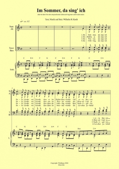 Im Sommer, da sing ich - SATB